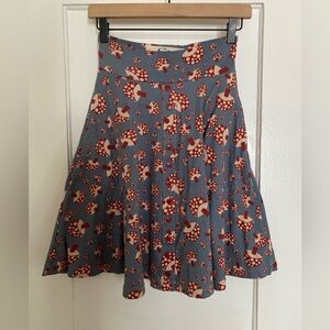 Effie's Heart Mushroom Patterned Skirt in Blue and Red